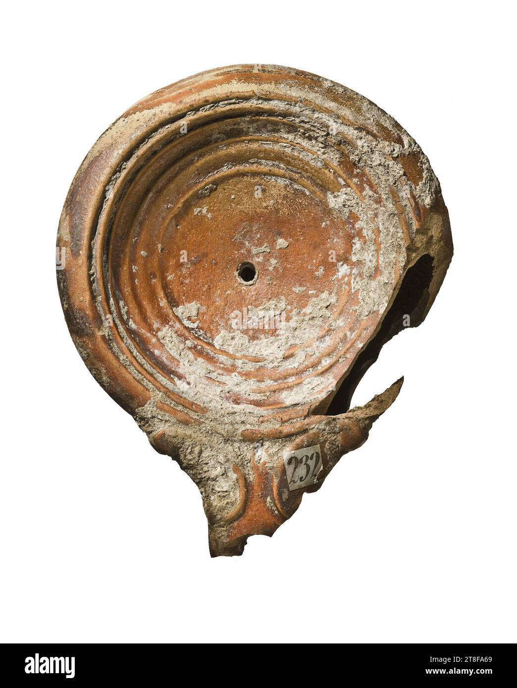 Lampe, 30 - 100, Möbel, Lampe, Befeuert, modelliert, Höhe 10 cm, Töpferwaren, Keramik, römisch (753 v. Chr. - 476 Stockfoto