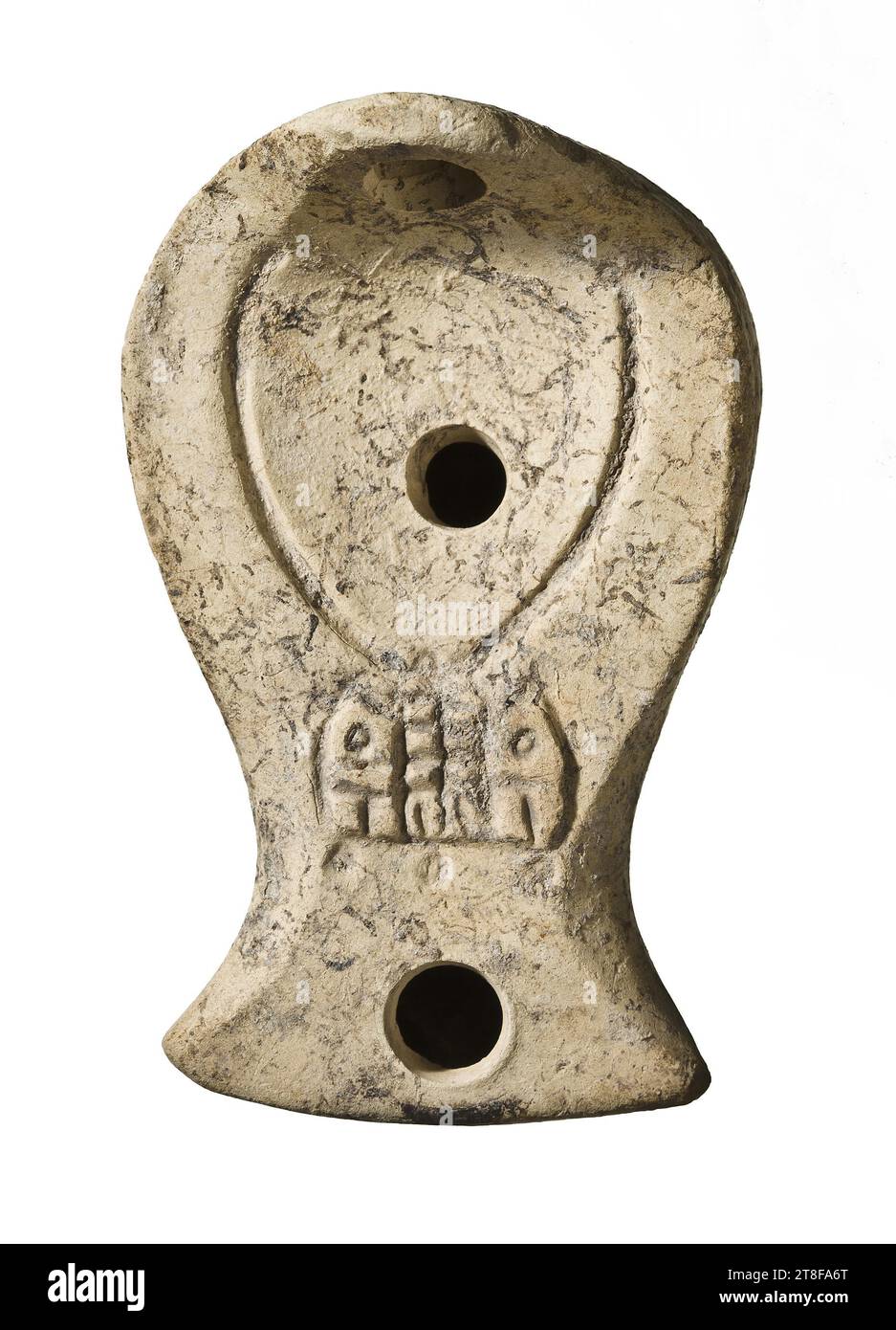 Lampe mit Vogelköpfen, 50 - 150, Möbel, Lampe, befeuert, modelliert, Höhe 8 cm, Keramik, römisch (753 v. Chr. - 476 Stockfoto