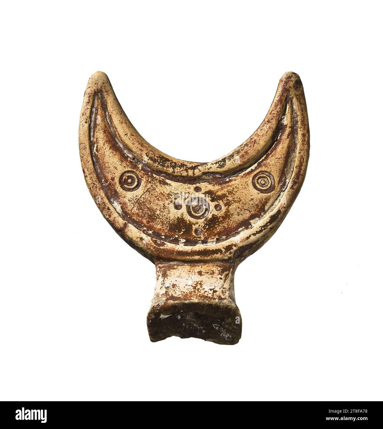 Lampengriff, 100, Möbel, Lampe, Griff, gefeuert, modelliert, Höhe 5,5 cm, Breite 4,6 cm, Keramik, Keramik, römisch (753 v. Chr. - 476 Stockfoto