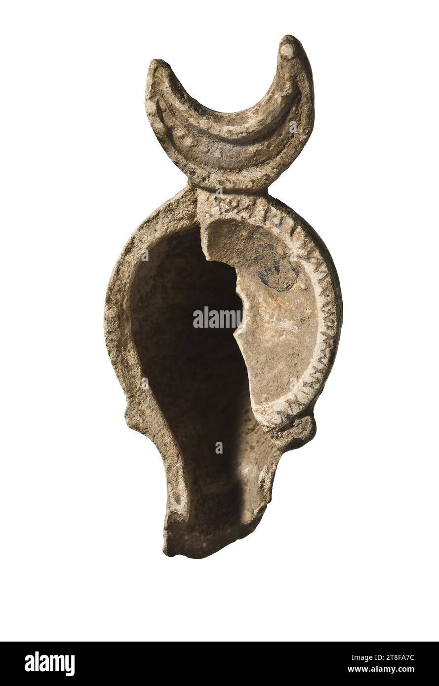 Miniaturlampe, 27 BC - 100, Möbel, Lampe, befeuert, modelliert, Höhe 5,7 cm, Töpferwaren, Keramik, römisch (753 v. Chr. - 476 Stockfoto