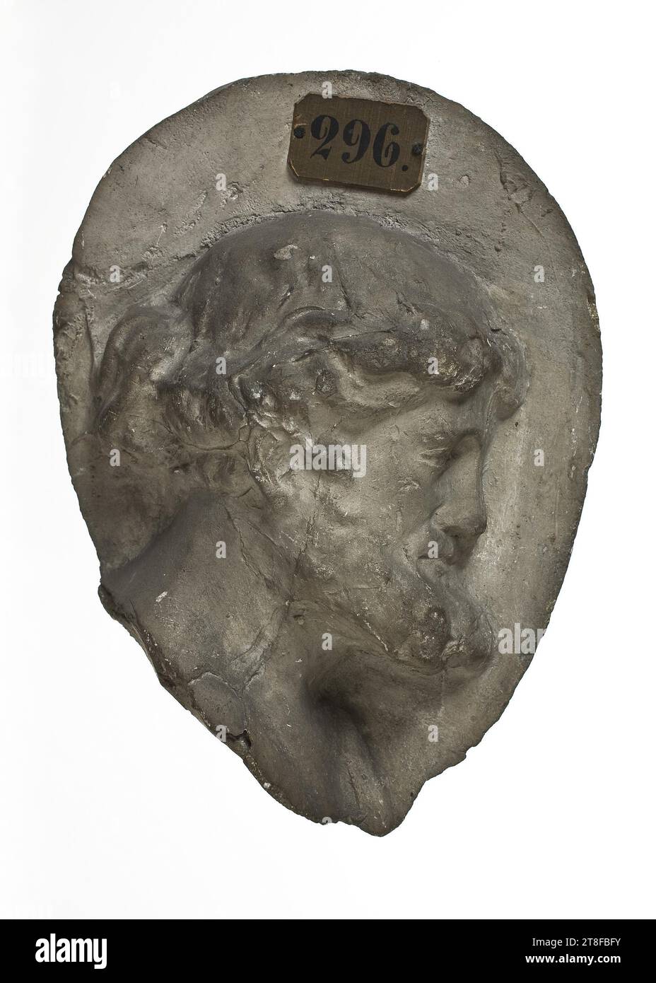 Bärtiger Kopf, 100 v. Chr. - 1 v. Chr., Skulptur, Relief, Guss, Höhe 16,6 cm, Breite 12,9 cm, Skulptur, römisch (753 v. Chr. - 476 Stockfoto