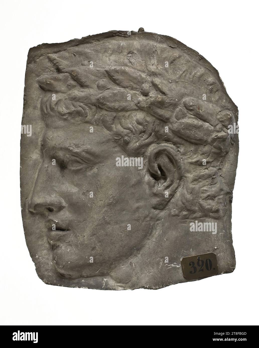 Bartloser Mann, ca. 82, Skulptur, Relief, Guss, Höhe 22,1 cm, Breite 18,8 cm, Skulptur, römisch (753 v. Chr. - 476 Stockfoto