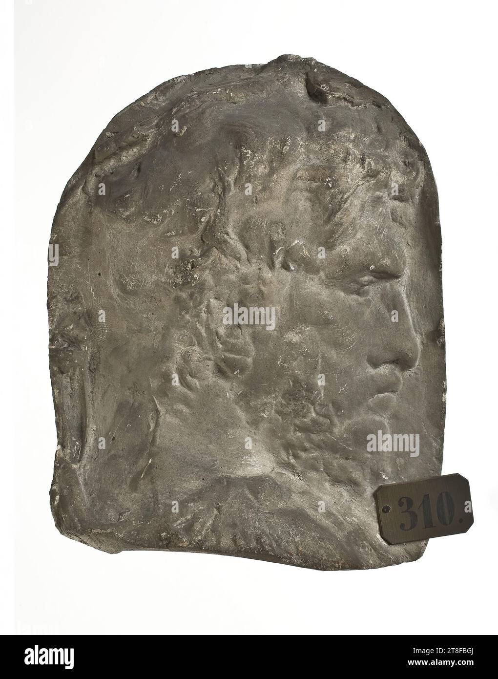 Bärtiger Kopf, 100 - 199, Skulptur, Relief, Guss, Höhe 16,4 cm, Breite 12,8 cm, Skulptur Stockfoto