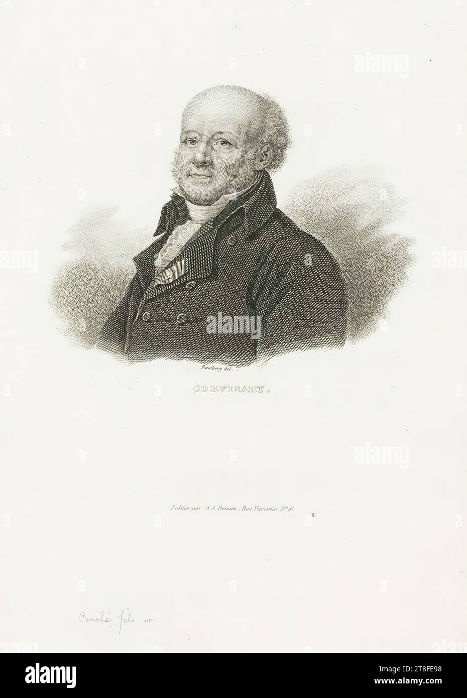 Möglicher Grafiker Couché, Francois Louis (1782–1849) (französischer Radierer, Zeichner, Medaillengewinner und Illustrator). Fauchery del. CORVISART. Veröffentlicht von A.J. Denain, Rue Vivienne, N°. 16 Stockfoto