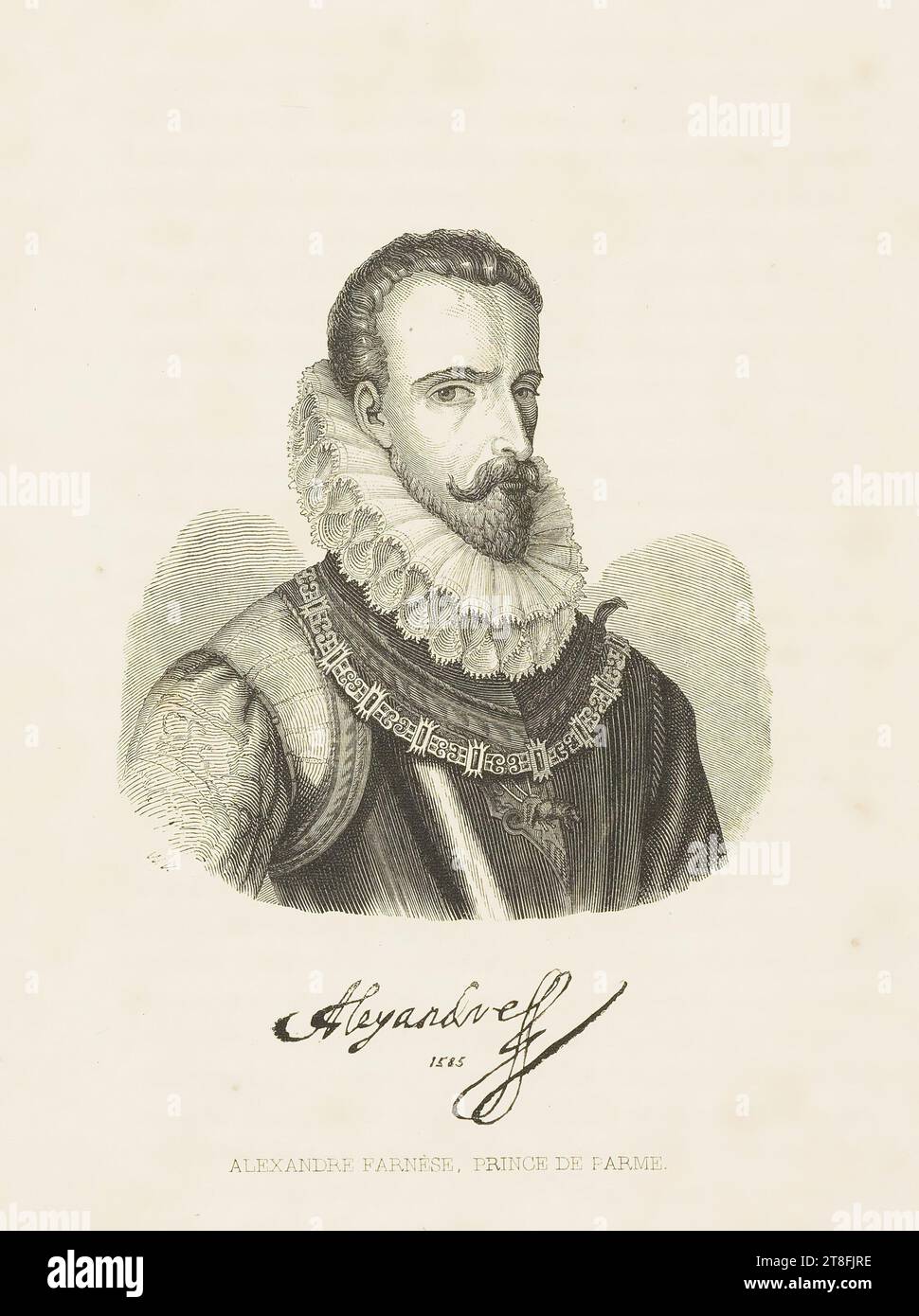 W.V. Alexandreff, Unterschrift 1585. ALEXANDER FARNESE, PRINZ VON PARMA Stockfoto