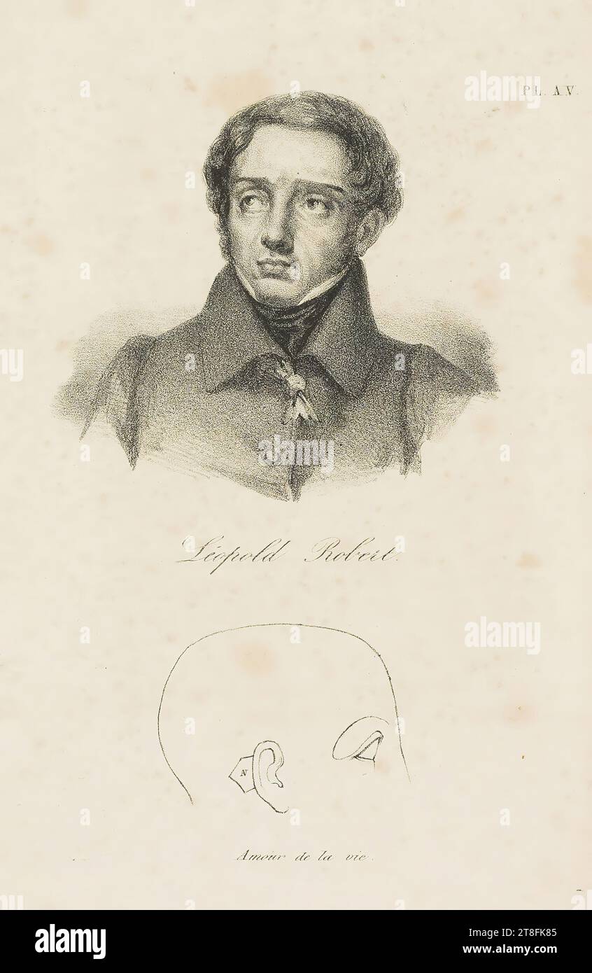 Léopld Robert. AV. Liebe zum Leben. pl. A.V. Illustration aus: POUPIN, Théodore: Phrenologische und physiognomische Zeichen der berühmtesten Zeitgenossen, ... Brux.: Ets. Enzyklographie, 1837; PL., (auch A21466 Stockfoto