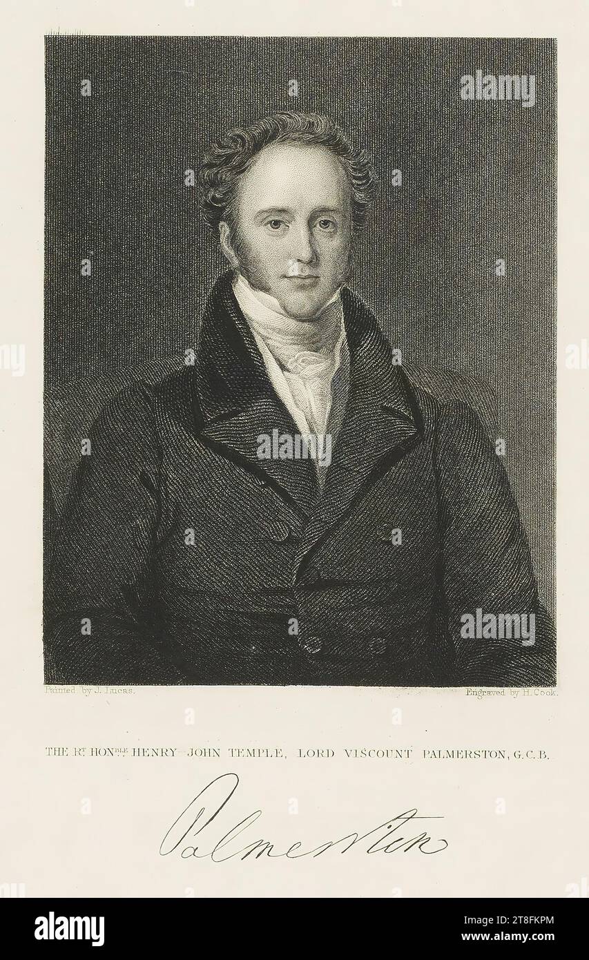 Gedruckt von J. Lucas. Gravur von H. Cook. H Rt. HONBLE. HENRY-JOHN-TEMPEL, LORD VISCOUNT PALMERSTON, G.C.B. PALMERSTON. FISHER, SON & Co. LONDON 1841 Stockfoto