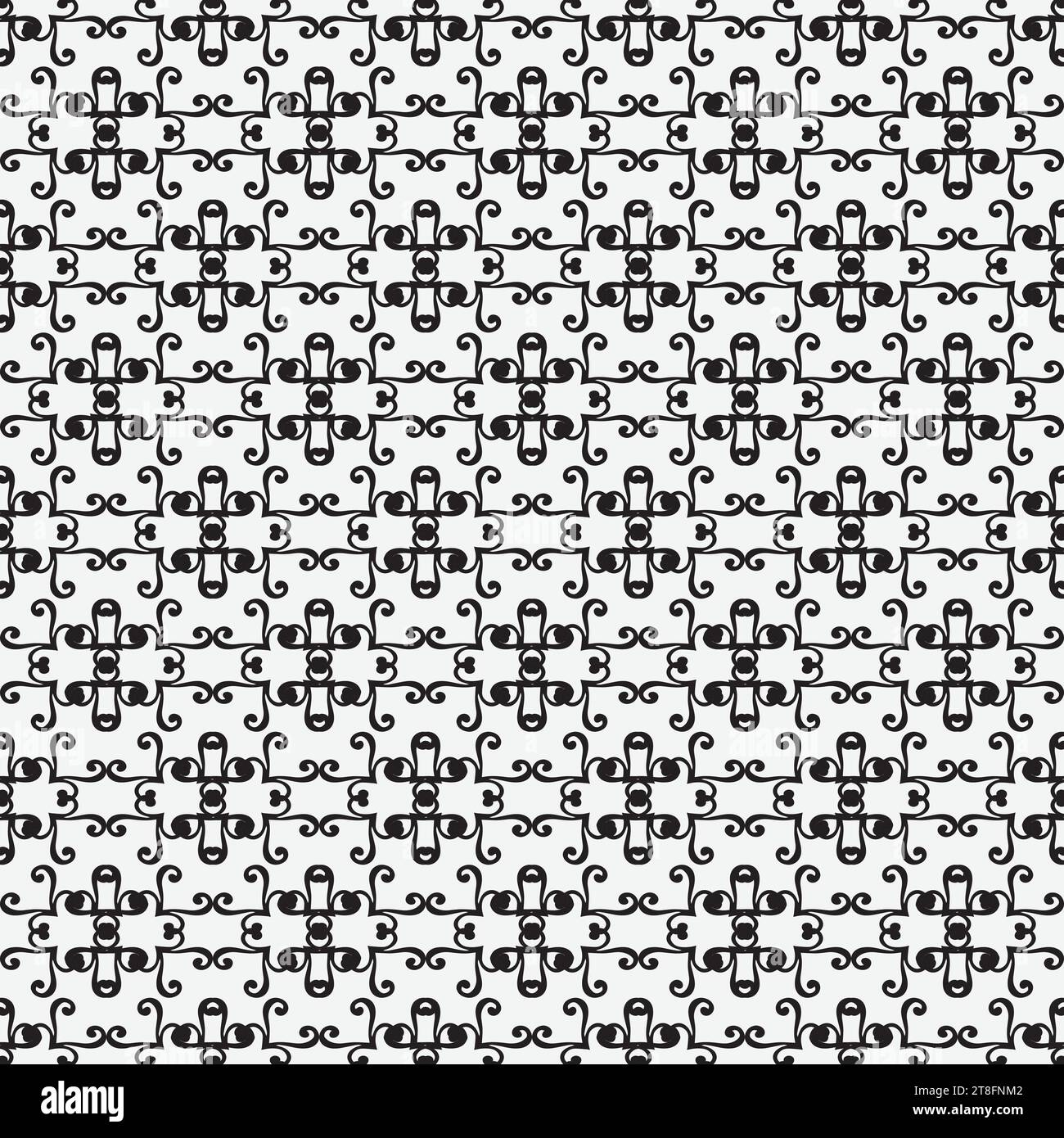Nahtloses Ornament mit Element in Schwarz und weiß. Muster geeignet für Textil, Gewebe oder Geschenkpapier. Eps 10. Stock Vektor