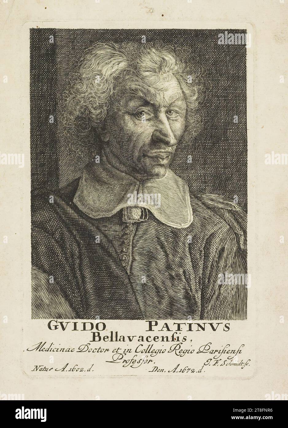 GVIDO PATINVS, Bellavacesis, Doktor der Medizin und Professor am Regionalen College Paris, geb. 1602. d., den A. 1672. d. J. F. Schmidt sc Stockfoto