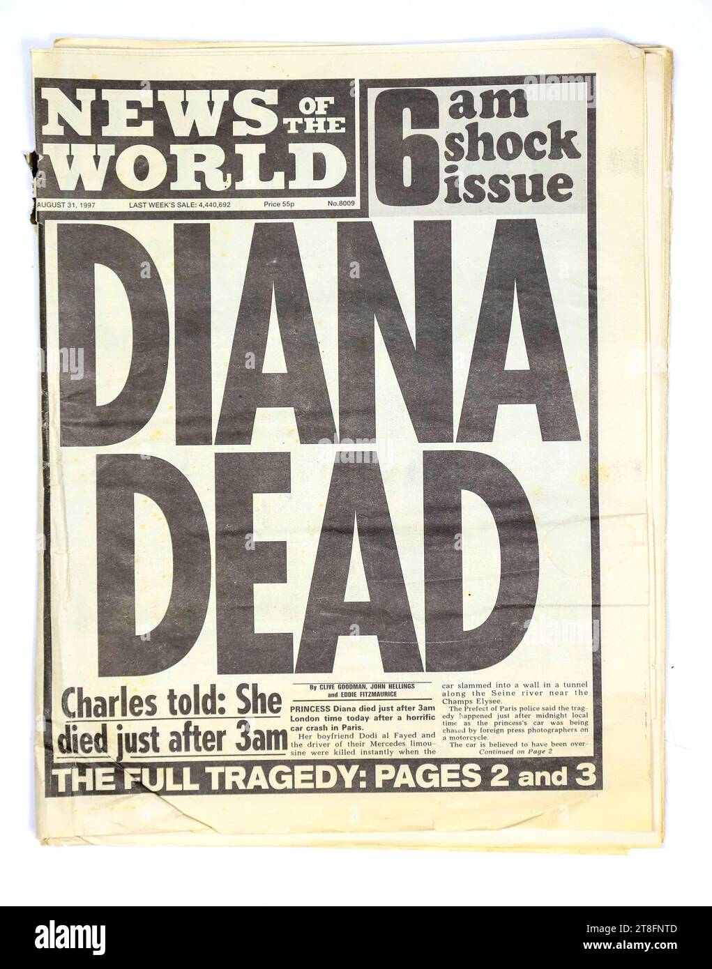 Nachrichten der Welt 31. August 1997 Stockfoto