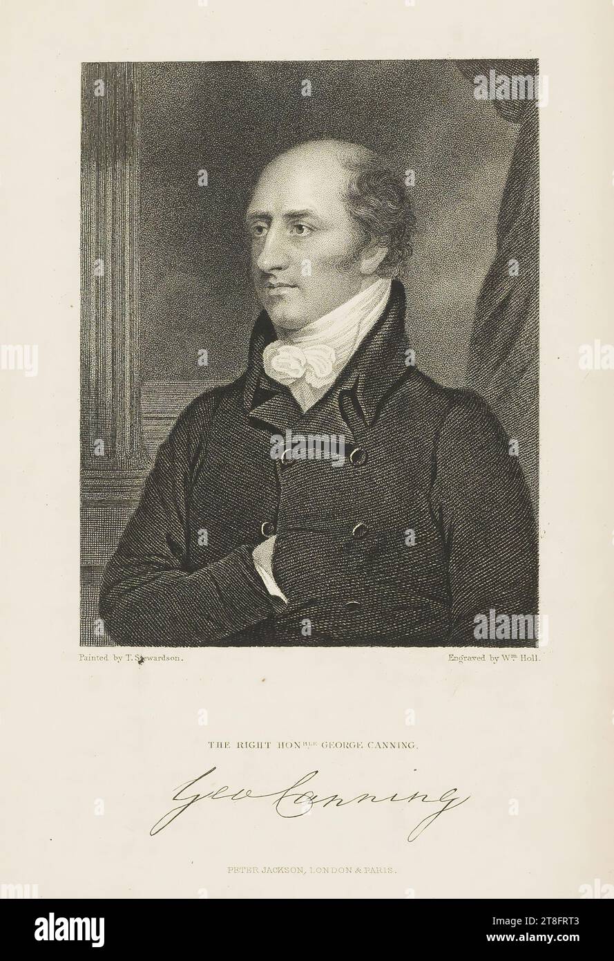 Gemalt von T. Stewardson. Gravur von W.m Holl. DIE RICHTIGE HON. BLE GEORGE CANNING, George Canning Signatur. PETER JACKSON, LONDON UND PARIS Stockfoto