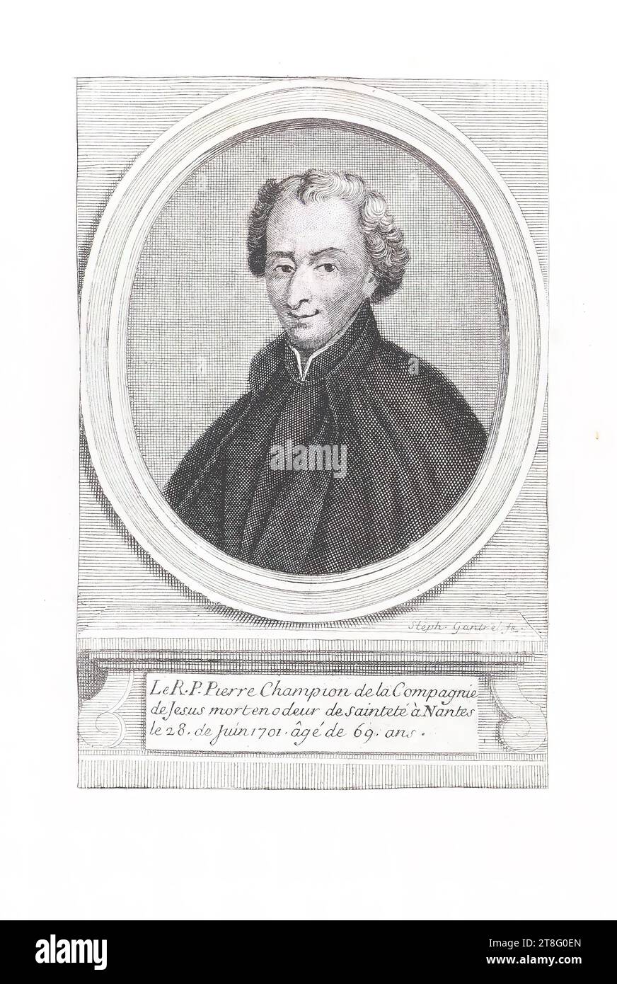 Schritt. Gantrel fc. R. P. Pierre Champion der Kompanie, von Jesus starb in der Tür der Heiligkeit in Nantes, 28. Juni 1701, im Alter von 69 Jahren Stockfoto