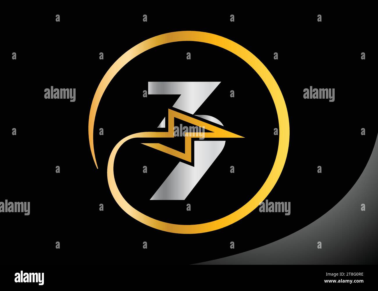Letter 3 mit Beleuchtung Donner Bolt Logo Design Vector Template. Stock Vektor