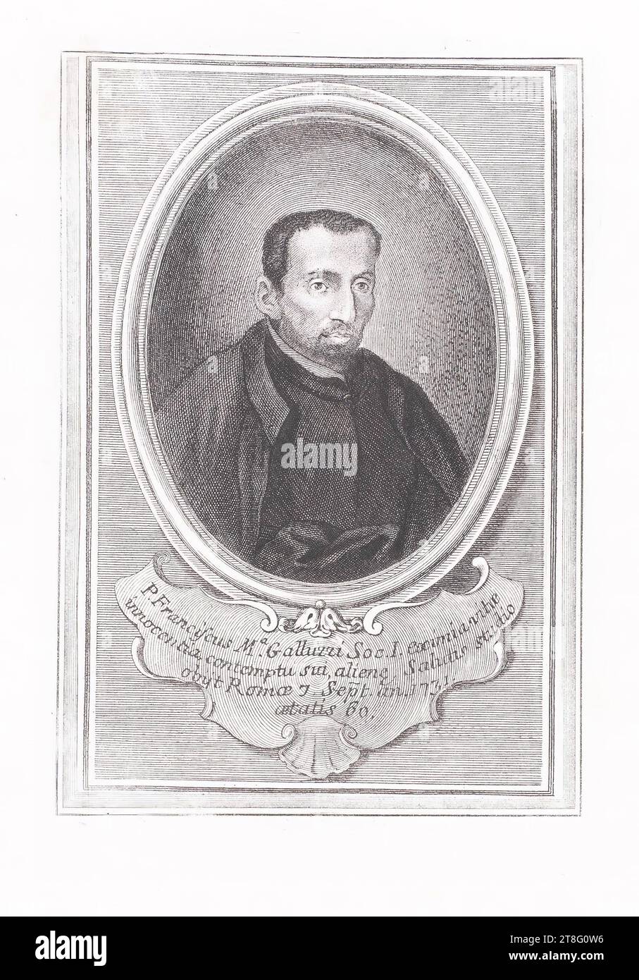 P. Franciscus Ma. Galluzzi Soc. I. eocimiatæ, Unschuld durch Selbstverachtung bei der Suche nach der Rettung eines anderen, obijt Romæ 7, Sept. ob 1731., Alter 60 Stockfoto