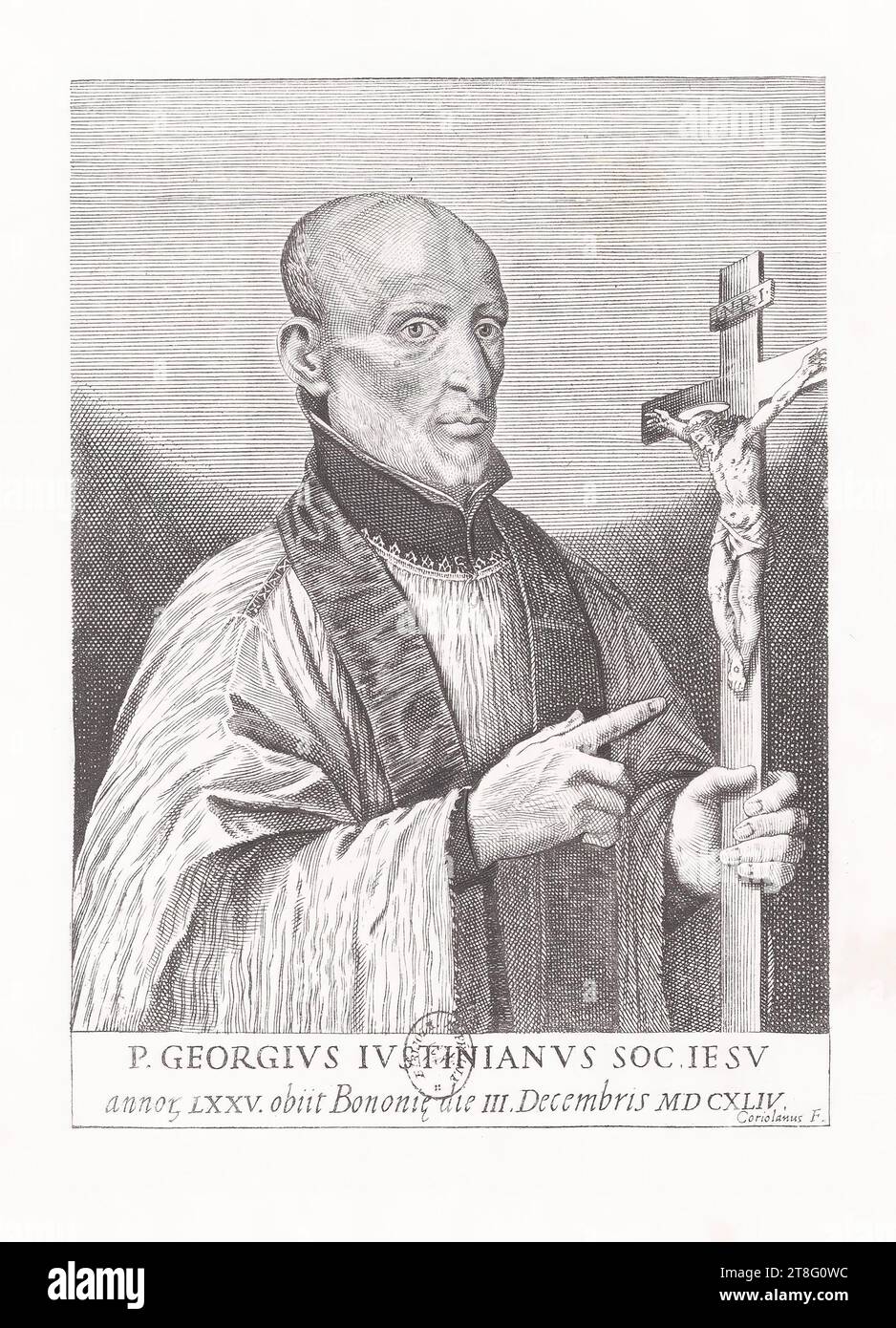 P. GEORGIVS IVSTINIANVS SOC. IESV, 75 Jahre alt. Er starb am 3. In Bologna Dezember 1844 Coriolanus Stockfoto