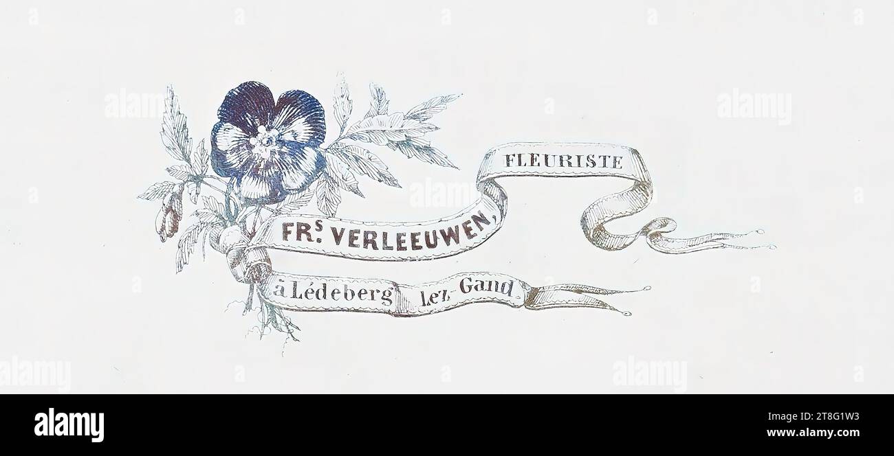 Werbedruck. Visitenkarten. FRS. FLORIST. FLORIST, in Lédeberg Lez-Gand. L. Hoffmann, Lith. Gent Stockfoto