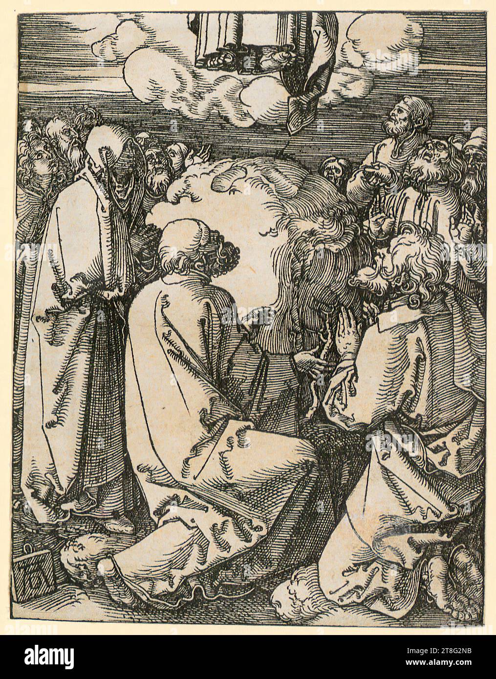 Albrecht Dürer (1471 - 1528), Annahme, Blatt 35 der Serie 'kleine Holzschnitt-Passion', Medium: Ca. 1510, Holzschnitt, Bogengröße: 12,5 x 9,8 cm, links unten auf Platte monogrammiert 'AD' Stockfoto