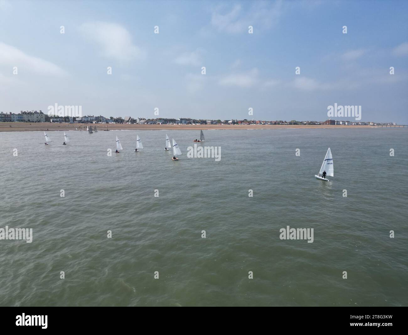 Segelboote von Deal Kent UK Drohne, Luftfahrt Stockfoto