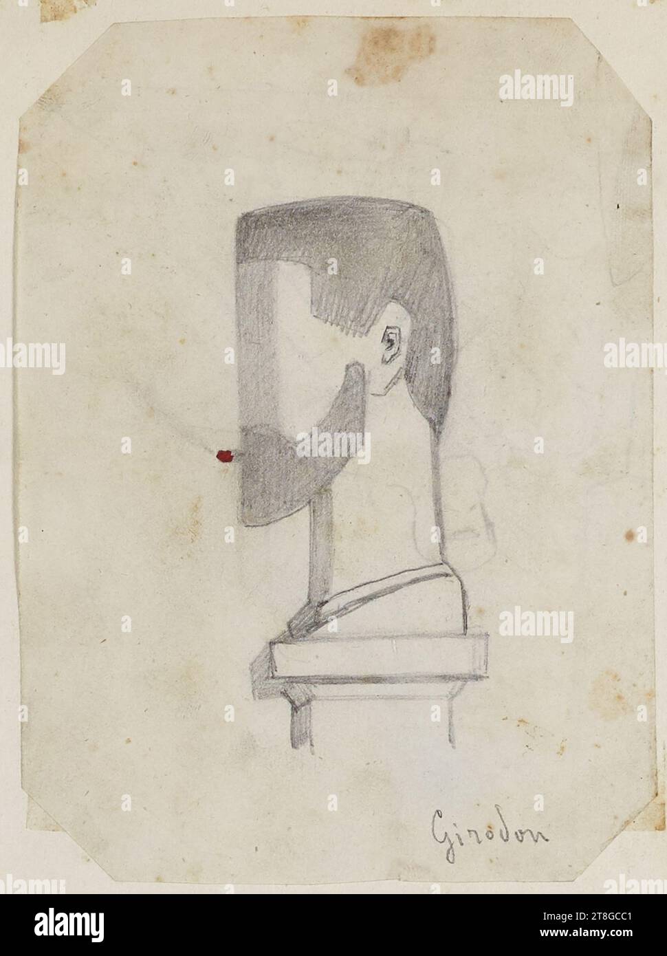 Porträt eines Mannes im Profil (Girodon), Zeichner, zwischen 1840 und 1850, 19. Jahrhundert, Grafik, Zeichnung, Zeichnung, Graphitbleistift, rote Tinte, Rom, Abmessungen - Arbeit: Höhe: 13,1 cm, Breite: 9,5 cm Stockfoto