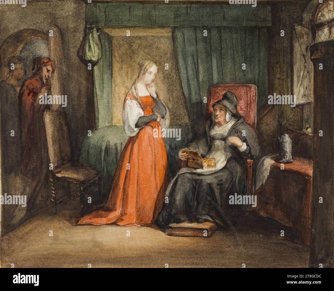 Marthe et Marguerite, Zeichner, Scheffer, Ary, Autor des Modells, 19. Jahrhundert, Grafik, Zeichnung, Graphitstift, Gouache, Vellum-Papier, Frankreich, Abmessungen - Arbeit: Höhe: 19 cm, Breite: 23,2 cm Stockfoto