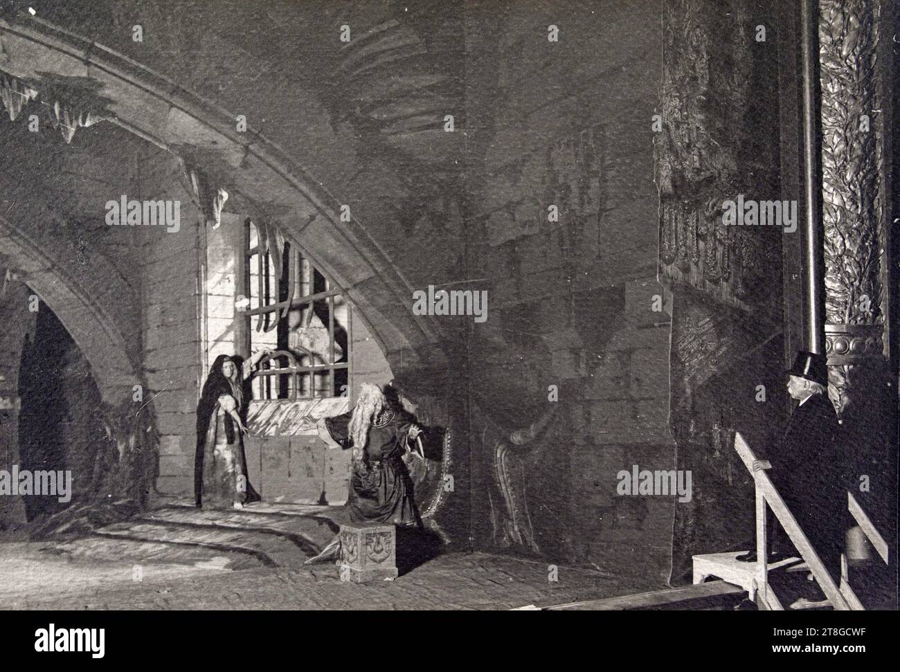 Mounet-Sully als Job, Segond-Weber als Guanhumara und Paul Meurice vor der Bühne, Teil III, Szene 2, Fotograf, Frühjahr 1902, 20. Jahrhundert, Maison de Victor Hugo - Hauteville House, Foto, Carbon Print, Paris, Abmessungen - Werk: Höhe: 20 cm, Breite: 30 cm Stockfoto