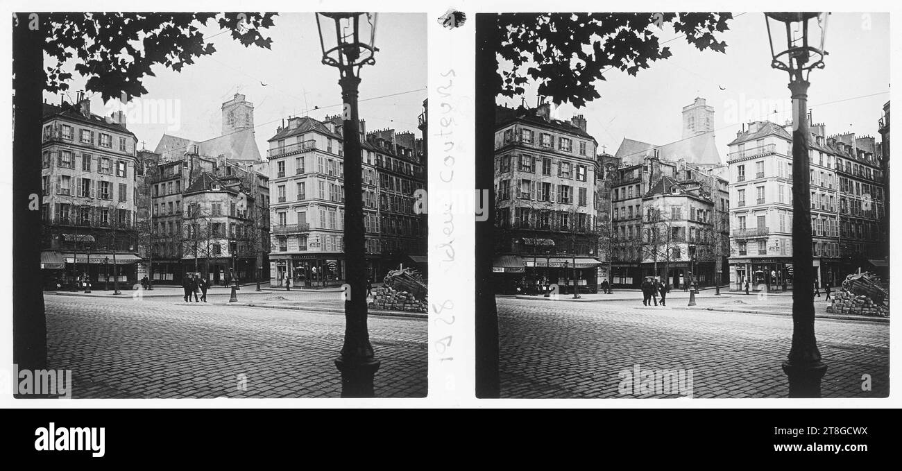 Quai de l'Hôtel-de-Ville, vers Saint-Gervais, 4ème Arrondissement, Paris, Fotograf, im Jahr 1928, Graphic Arts, Photography, photographische Glasplatte, Stereoskopische Ansicht, Paris, Abmessungen - Arbeit: Höhe: 5,4 cm, Breite: 12,3 cm, Abmessungen - Befestigung:, Höhe: 6 cm, Breite: 12,9 cm Stockfoto