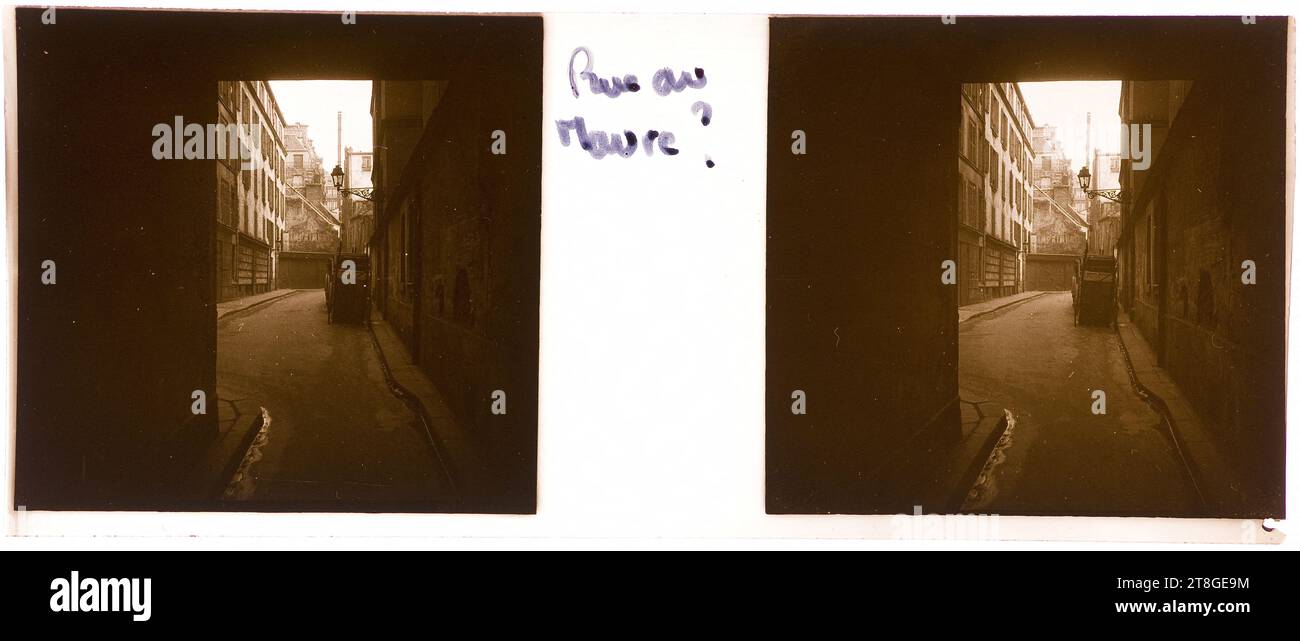 Rue au Maure ?, Fotograf, Array, Fotografie, Stereoskopische Ansicht, Paris, Arbeitsmaße: Höhe: 4,2 cm, Breite: 10,4 cm Stockfoto