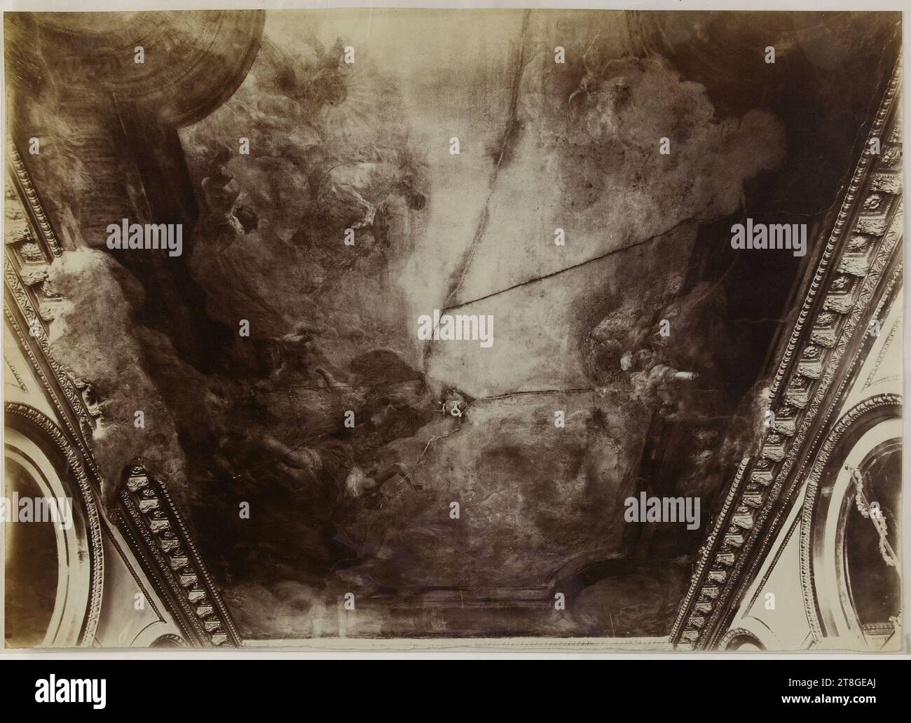 Innenansicht der Kanzlei von Orleans, bemalte Decke. 1. Arrondissement, Paris, Fotograf, 1907, 19.-20. Jahrhundert, Fotografie, Grafik, Fotografie, Gelatinedruckbromiddruck, Abmessungen - Werk: Höhe: 38,3 cm, Breite: 27,2 cm Stockfoto