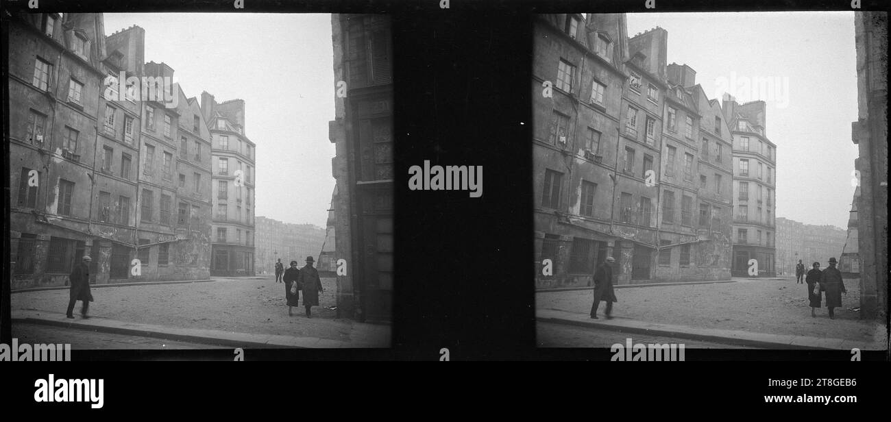 Rue Brisemiche aus der Rue Saint-Merri (jetzt Place Igor-Strawinsky?). 4. Arrondissement, Paris, Fotograf, zwischen 1928 und 1938, Fotografie, Stereoskopische Ansicht, Paris, Abmessungen - Werk: Höhe: 4,1 cm, Breite: 10,6 cm Stockfoto