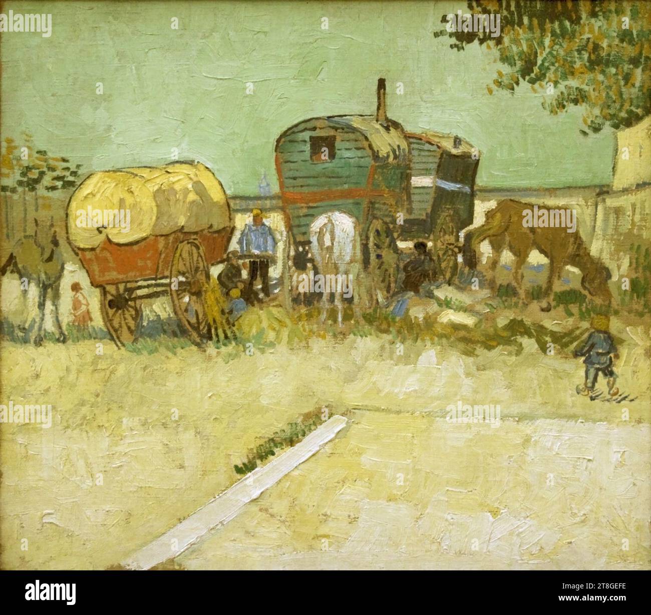 Lager der Zigeuner bei Caravans. Stockfoto