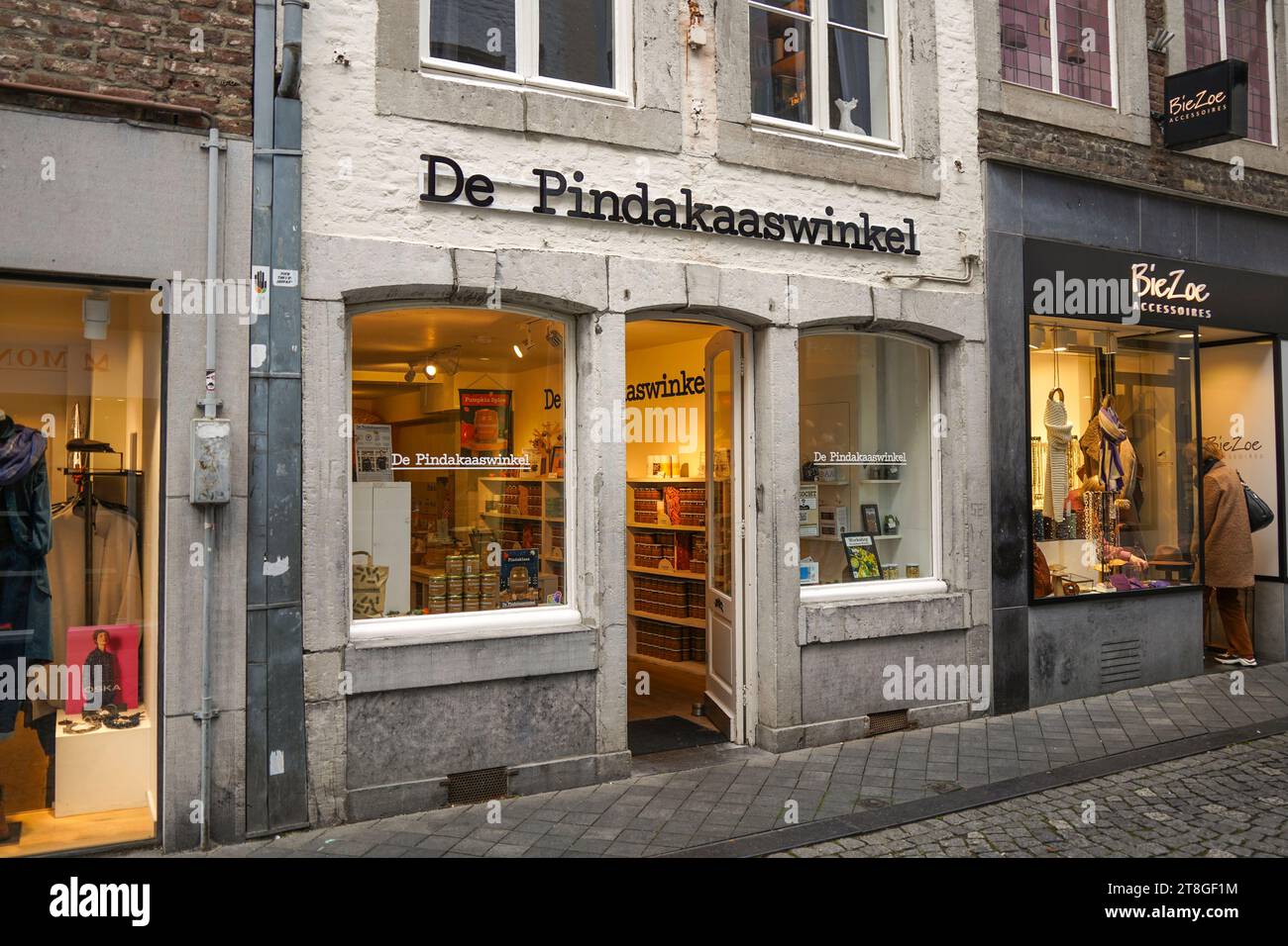 Shop, de pindakaaswinkel, Verkauf natürlicher Erdnussbutter, Maastricht, Limburg, Niederlande Stockfoto