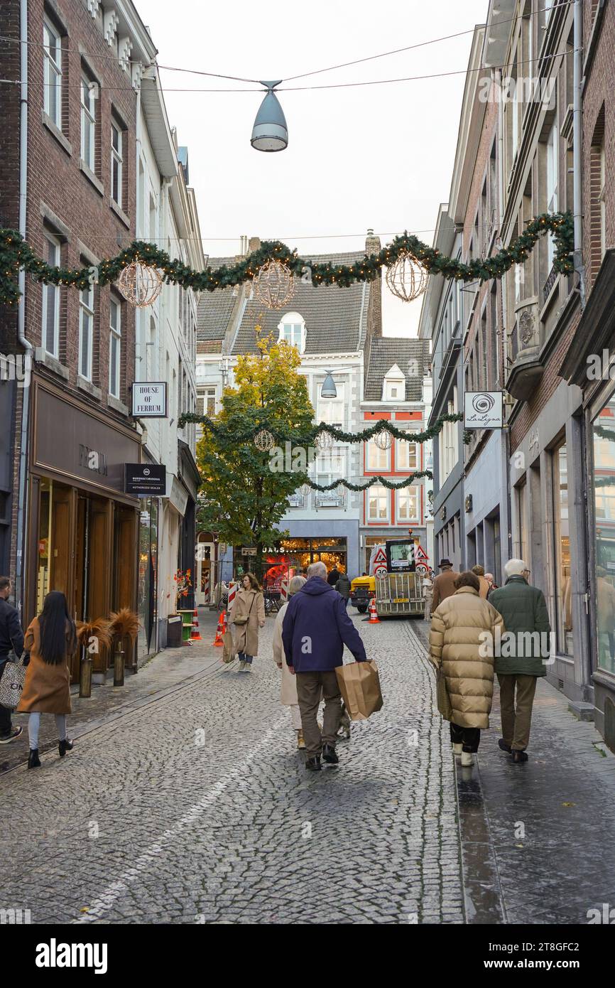 Grote State Street, Einkaufszentrum, Fußgängerzone in Maastricht, Limburg, Niederlande. Stockfoto