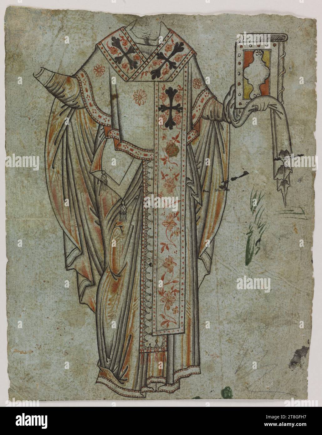 St. Nicolas en Pied, Zeichner, Zeichnung, Byzantinisch, Grafik, Poncif, Abmessungen – Arbeit: Höhe: 17,8 cm, Breite: 14,3 cm Stockfoto