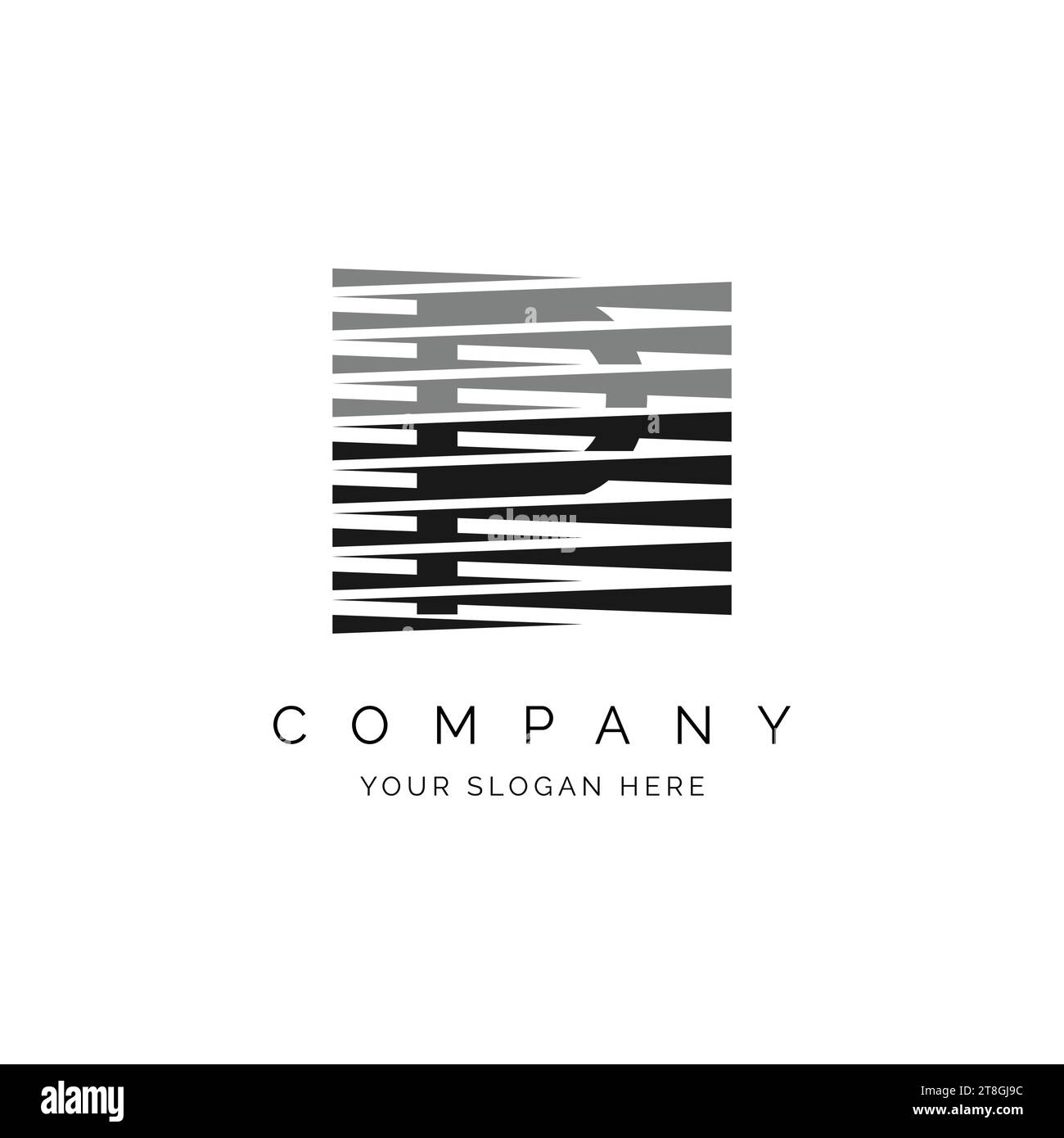 Logo mit Buchstabe P, abstraktes modernes quadratisches Design, geeignet für Web- und Firmen-Zickzack-Ausschnitt Stock Vektor