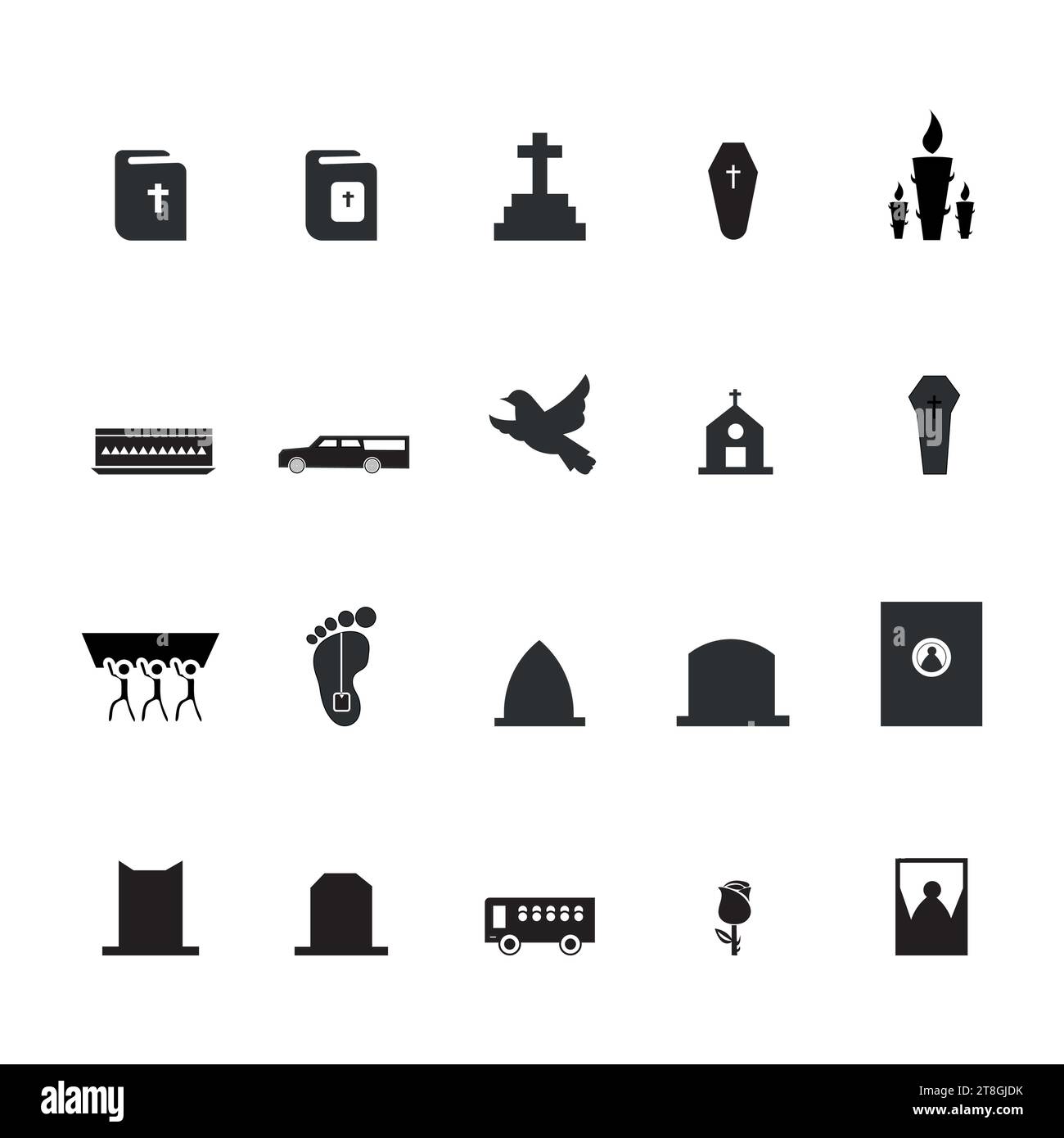 Design Des Logo-Symbols Von Funeral Directors. Bestattungsservice Icon Kollektion. Vektorabbildung Stock Vektor