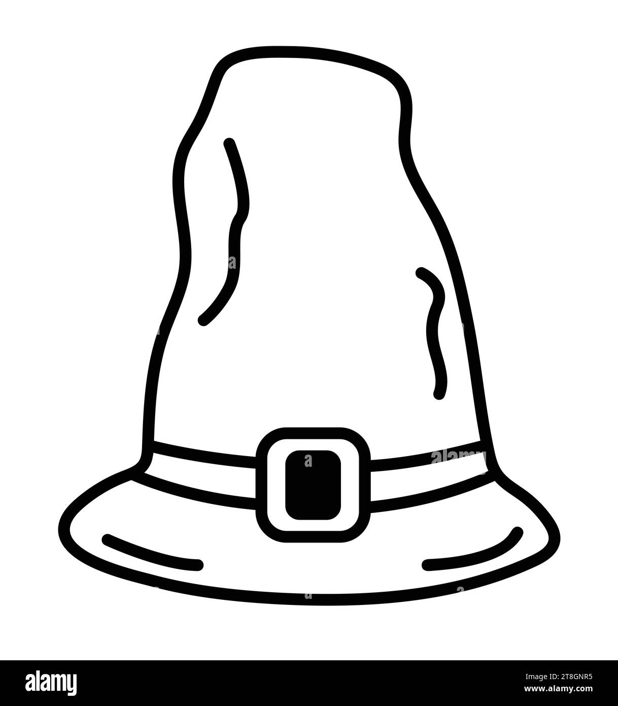 Schwarze Linie Magier Hut Kritzelei, monochrome Zauberer Kopfbedeckungssymbol, Vektor-Piktogramm Stock Vektor