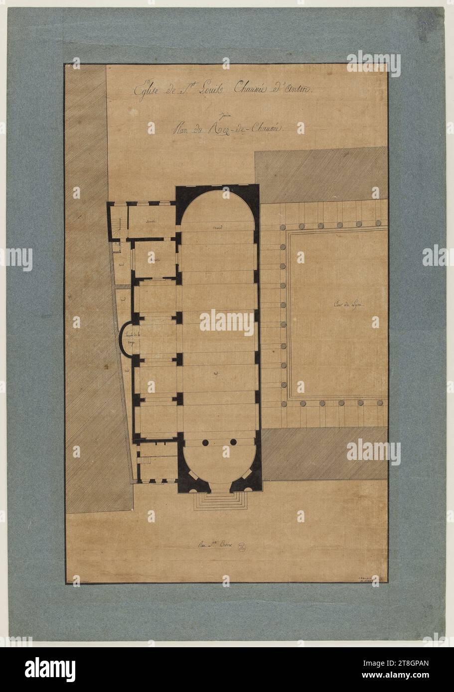 Kirche St. Louis Chaussée d'Antin, Plan du Rez-de - Chaussée, Avrilliet-Grange, A., Verfasser, 1815, 1. Hälfte des 19. Jahrhunderts, Zeichnung, Grafik, Zeichnung, Abmessungen - Werk: Höhe: 50,5 cm, Breite: 31,4 cm Stockfoto