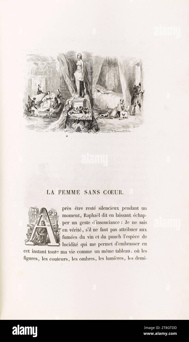 Triptychon, Baron, Henri-Charles-Antoine, Verfasser, Brunellière, Prosper-Aimé-Marie, Graveur, 1838, Grafik, Manuskripte, Drucke, Buchbinderei, Buchillustration, Gravur, Abmessungen - Bild:, Höhe: 6,5 cm, Breite: 10 cm Stockfoto