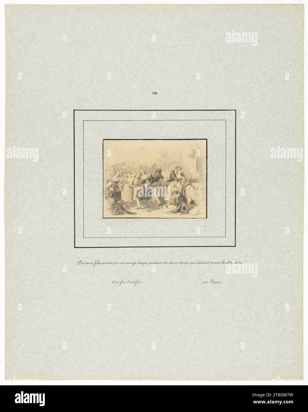 Le Bankett chez Taillefer, au Salon, Baron, Henri-Charles-Antoine, Zeichner, 1838, 19. Jahrhundert, Maison de Balzac, Graphic Arts, Book Illustration, Zeichnung, Tinte, Papier, Graphit, Abmessungen - Antike Halterung:, Höhe: 36,5 cm, Breite: 29 cm, Abmessungen - Arbeit: Höhe: 7,7 cm, Breite: 10 cm Stockfoto