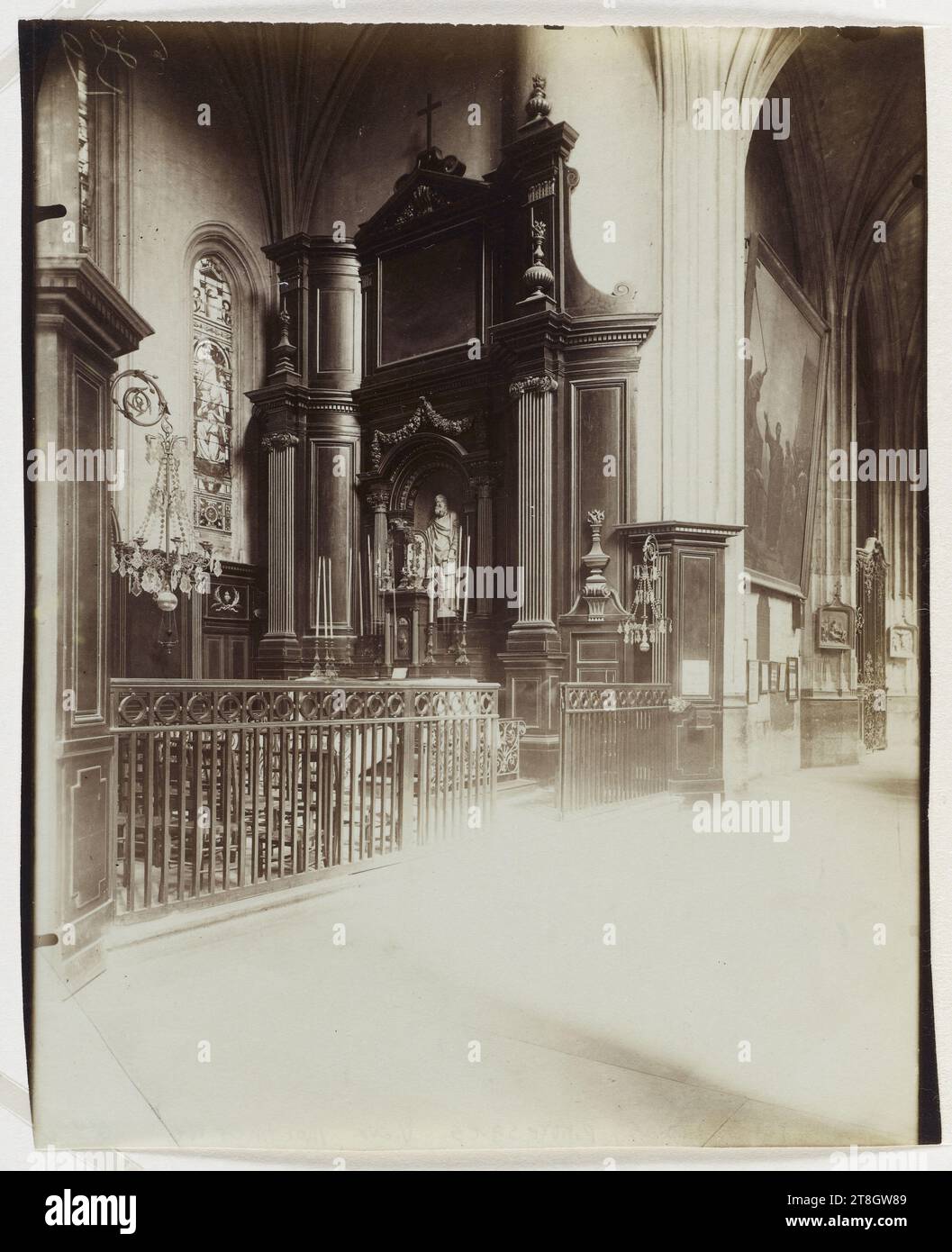 Kirche Saint-Gervais-Saint-Protais, 4. Arrondissement, Paris, Atget, Eugène (Jean Eugène Auguste Atget), Fotograf, Fotografie, Grafik, Albumendruck, Abmessungen – Arbeit: Höhe: 22,5 cm, Breite: 18 cm Stockfoto