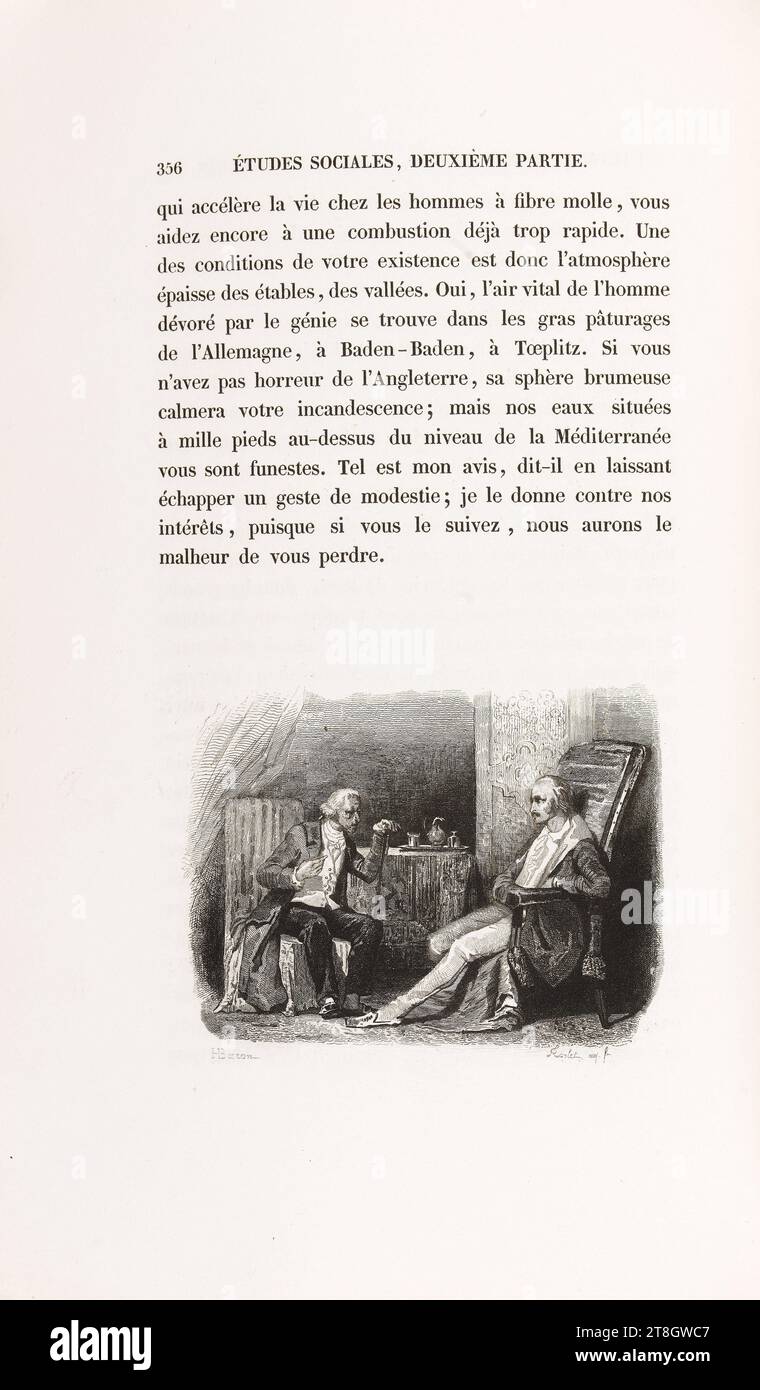 Raphaël de Valentin und der Wasserarzt, Baron, Henri-Charles-Antoine, Verfasser, Torlet, Adolphe, Aquafortist, 1838, Grafik, Manuskripte, Drucke, Binden, Buchillustration, Ätzen, Abmessungen - Bild:, Höhe: 9 cm, Breite: 7 cm Stockfoto