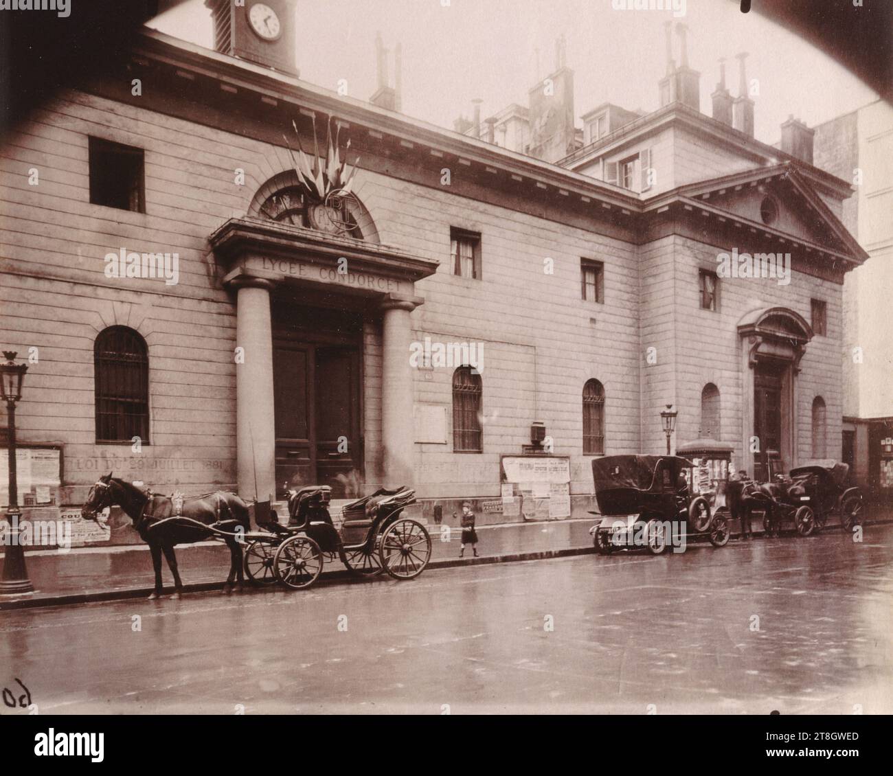 Lycée Condorcet, 8. Arrondissement, Paris, Atget, Eugène (Jean Eugène Auguste Atget), Fotograf, Fotografie, Grafik, Albumendruck, Abmessungen – Arbeit: Höhe: 17,5 cm, Breite: 22,4 cm Stockfoto