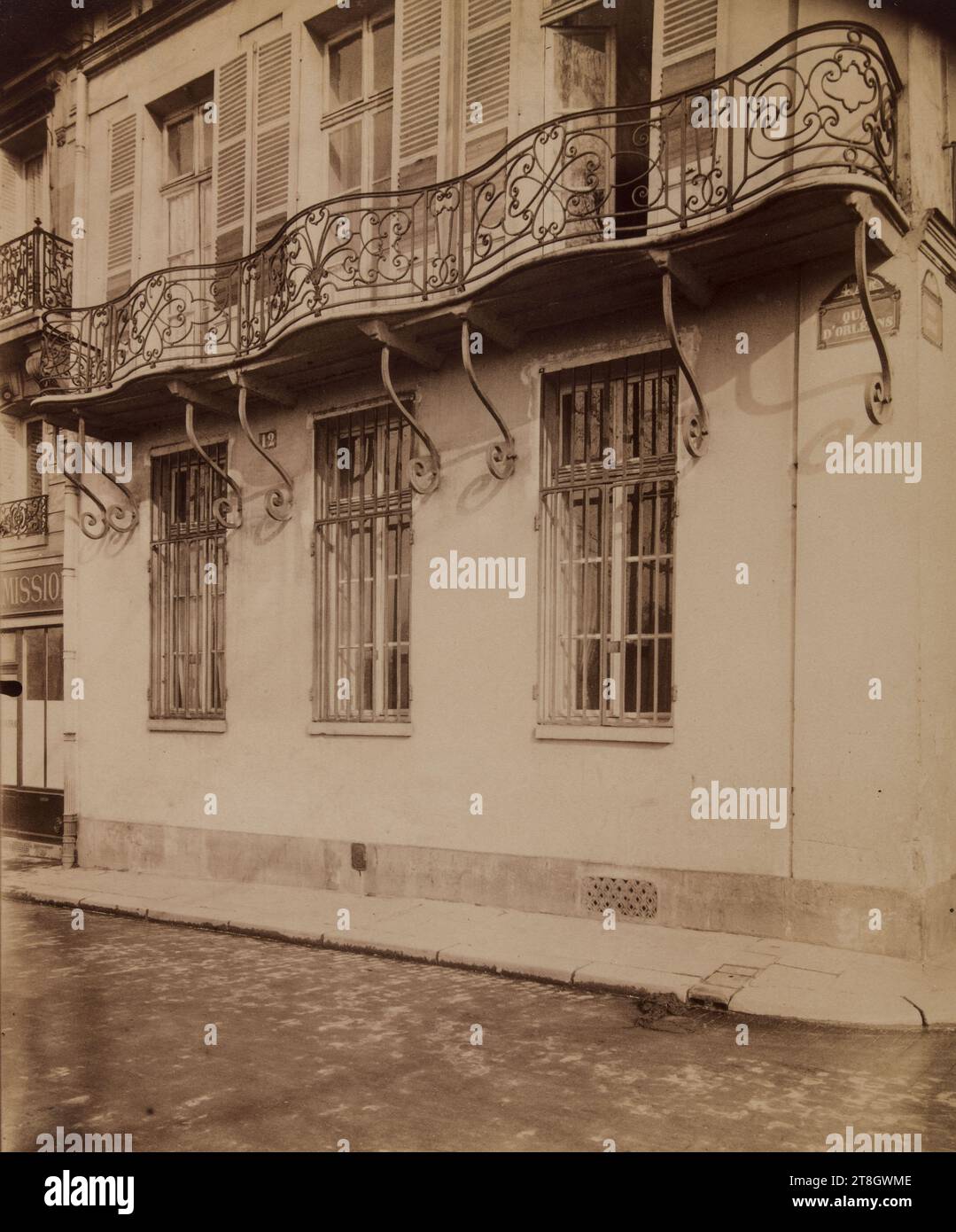 Geburtsort des Dichters Félix d'Arvers, 12 Quai d'Orléans, 4. Arrondissement, Paris, Atget, Eugène (Jean Eugène Auguste Atget), Fotograf, Fotografie, Grafik, Albumendruck, Abmessungen – Arbeit: Höhe: 21,9 cm, Breite: 17,6 cm Stockfoto