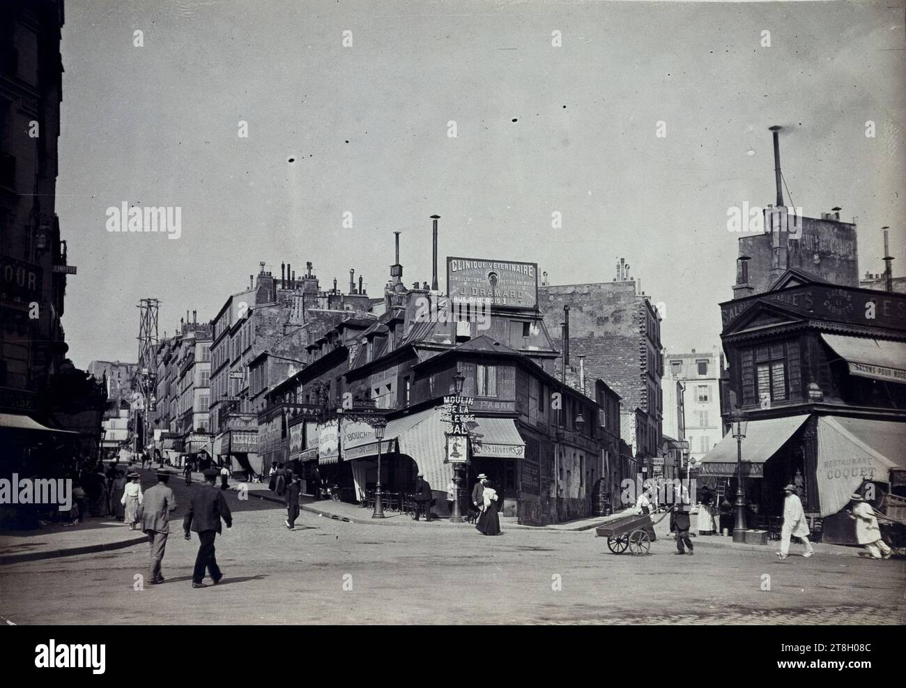 Rue Lepic vom Place Blanche, 18. Arrondissement, Paris, September 1904, Biard, CH., Fotograf, EN 9-1904, Fotografie, Grafik, Fotografie, Gelatino Silberbromiddruck, Abmessungen - Werk: Höhe: 11,3 cm, Breite: 16,1 cm, Abmessungen - Antike Halterung:, Höhe: 18,2 cm, Breite: 24,2 cm Stockfoto