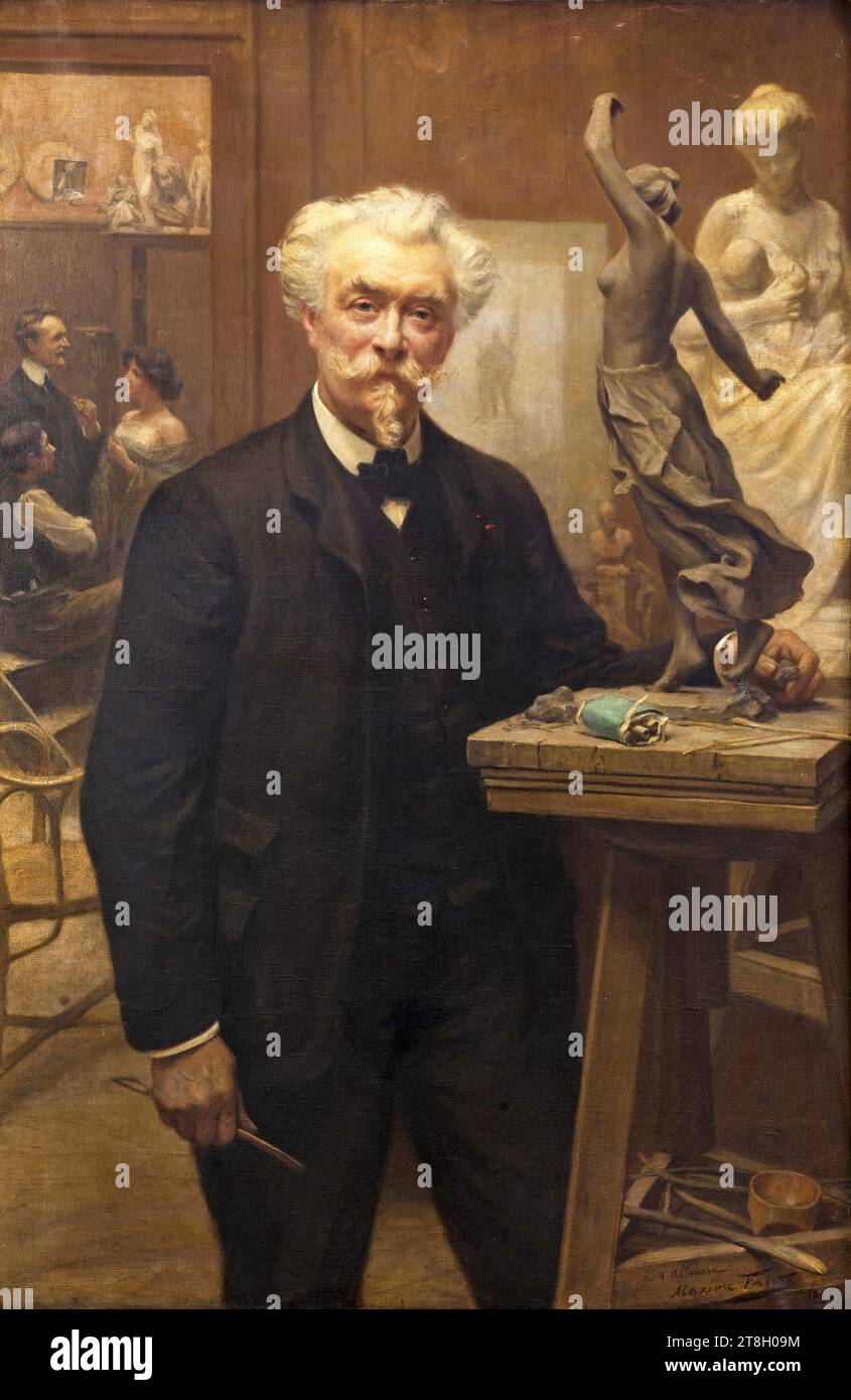 Die Werkstatt des Bildhauers Henri Allouard, Faivre, Léon-Maxime, Maler, 1905, 1. Viertel des 20. Jahrhunderts, Malerei, Ölgemälde, Maße - Werk: Höhe: 145 cm, Breite: 98 cm, Maße - Rahmen:, Höhe: 180 cm, Breite: 131,5 cm, Tiefe: 10 cm Stockfoto