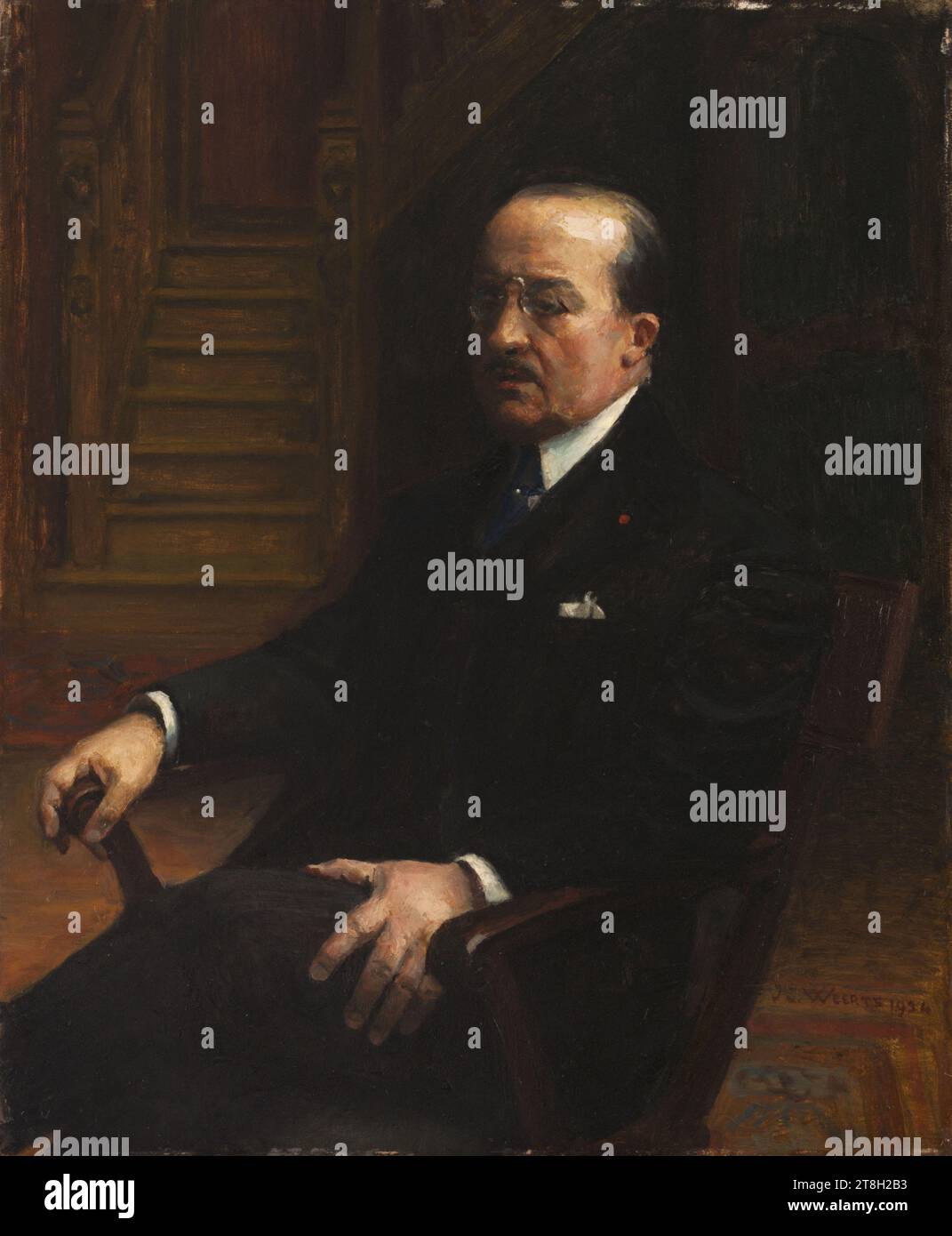 Porträt d'homme, Weerts, Jean Joseph, Maler, 1924, 1. Quartal 20. Jahrhundert, Malerei, Ölgemälde, Holz (Material), Maße - Werk: Höhe: 55,2 cm, Breite: 46 cm, Maße - Rahmen:, Höhe: 81,5 cm, Breite: 72,5 cm, Tiefe: 9 cm Stockfoto