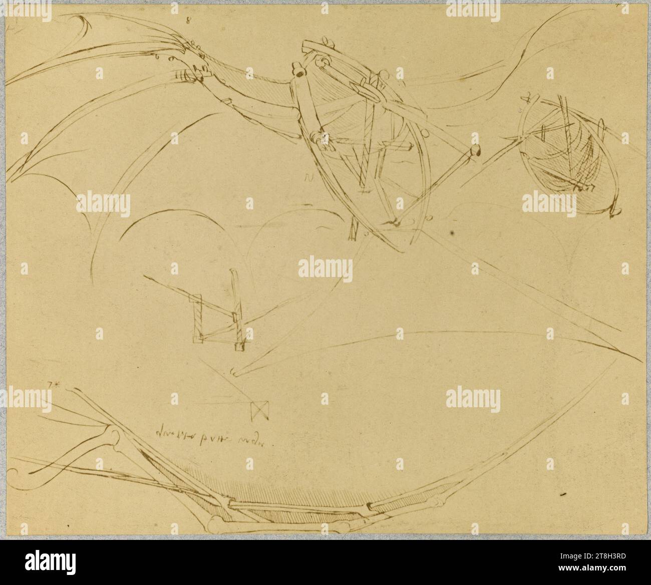Fotografie eines Dokuments von Leonardo da Vinci, Fotograf, 2. Hälfte des 19. Jahrhunderts, Fotografie, Grafik, Fotografie, Abmessungen - Werk: Höhe: 15,9 cm, Breite: 13,1 cm Stockfoto