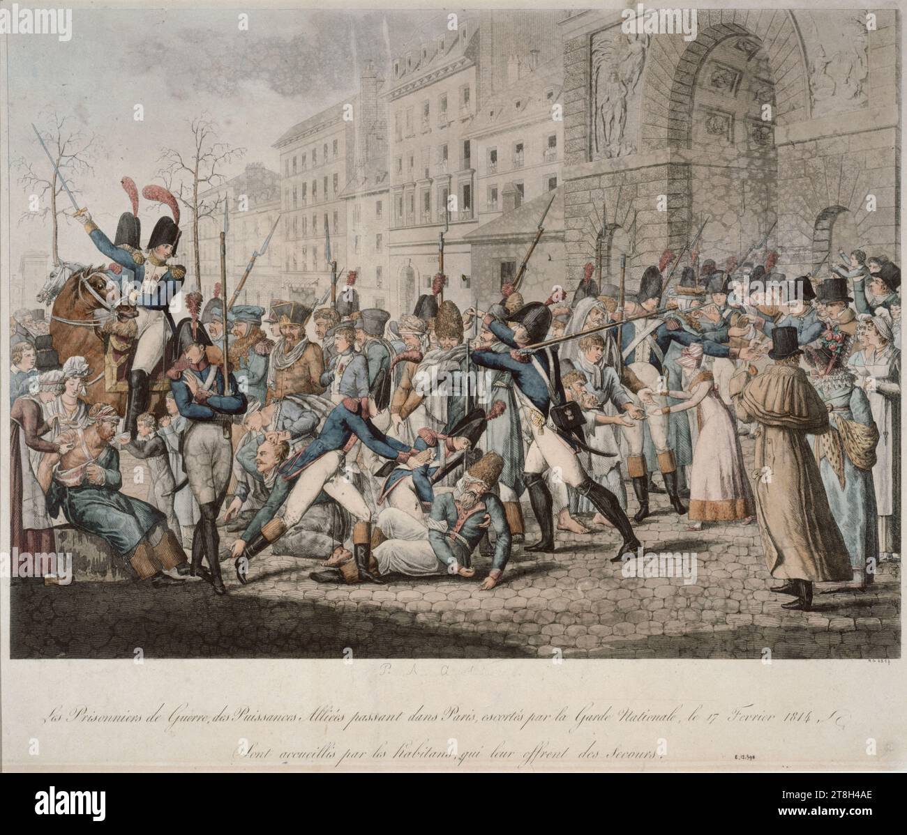 Kriegsgefangene, alliierte Mächte auf der Durchreise durch Paris, Alix, Pierre Michel, Graveur, Array, drucken, Grafik, Drucken, Abmessungen - Bildmaterial: Höhe: 38,9 cm, Breite: 46,5 cm, Abmessungen - Aufnahme:, Höhe: 37,5 cm, Breite: 45,1 cm Stockfoto