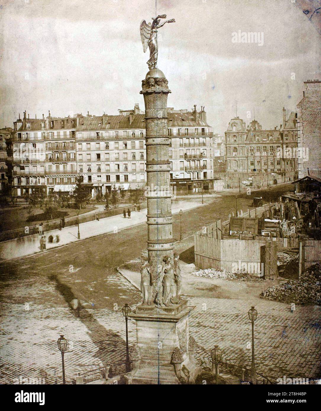 Place du Châtelet, la Fontaine du Châtelet, 4. Arrondissement, Paris, Fotograf, Array, Fotografie, Grafik, Fotografie, Salzpapier, Paris, Abmessungen – Arbeit: Höhe: 44,7 cm, Breite: 37,7 cm Stockfoto