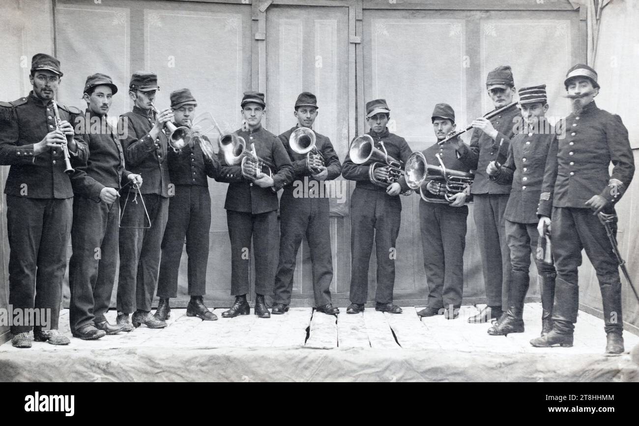 Eine Gruppe von Musikern in der französischen Armee während des Ersten Weltkriegs. Stockfoto